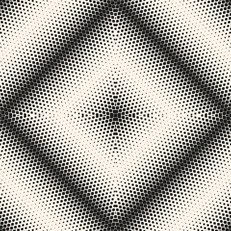 Vector seamless pattern monochrome background with halftone effect radial square gradient transition abstract geometric texture with small rounded shapes repeat design for decor prints covers Vector Illustration