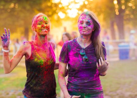 Girls celebrate holi festival