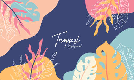 Abstrakte handgezeichnete tropische Hintergrundvektorillustration