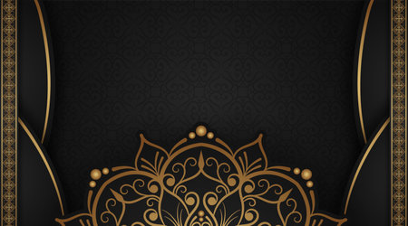 Black background with golden mandala ornament