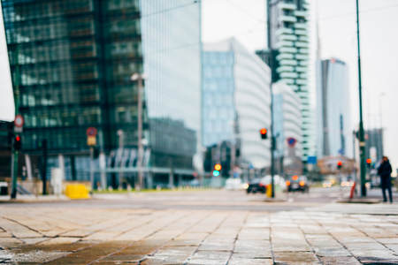 Blurred city and people urban scene background