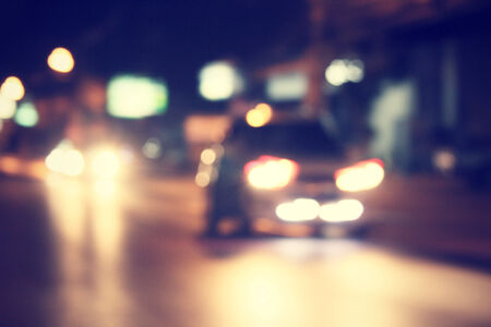 Blurred of car in city at night