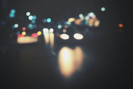 Blurred of car on road at nigth Stock Photo