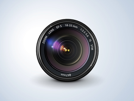 Lens reflex camera realistic on a plain background