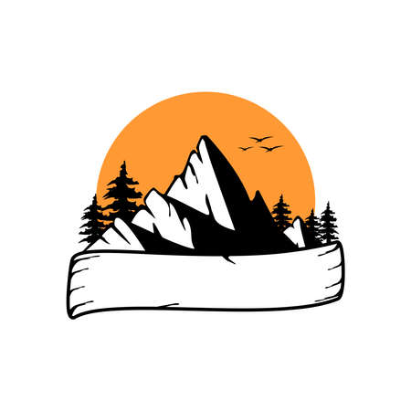 Mountain icon vector adventure symbol on white background