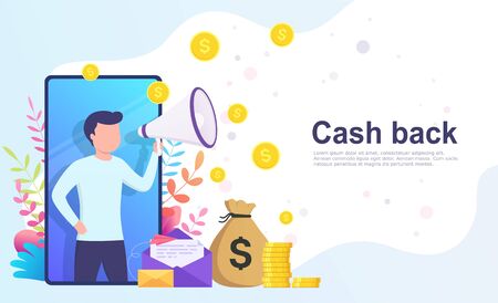 Cash back online banking concept money back from online shopping