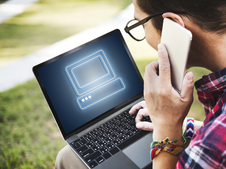 Computer graphic connection digital technology concept Stock Photo