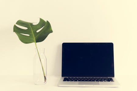 Laptop on white background minimal style