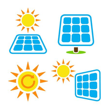 Solar panel eco eergy icons set Фото со стока