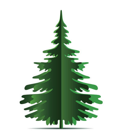 Green christmas tree vector illustration and icon