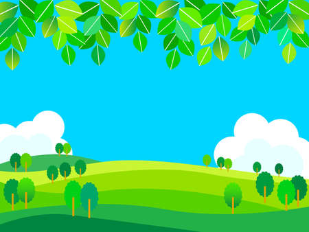 Summer meadow and horizon background illustration