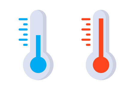 Thermomètre froid de conception plate et icône de thermomètre chaud définissant le vecteur modifiable de température