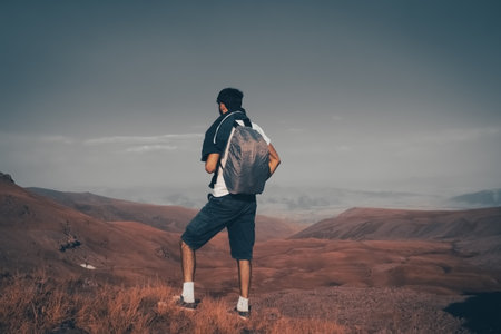 Hiking on a mountain rest in beautiful nature