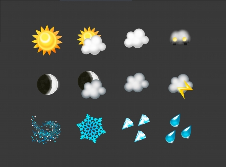 Colored weather condition icons collection