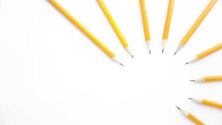 Sharpened pencils are on a white background