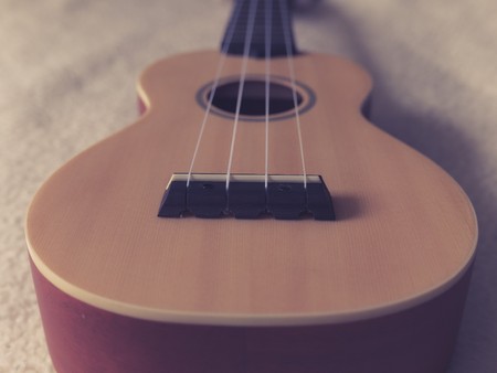 Selective focus shots of a ukulele