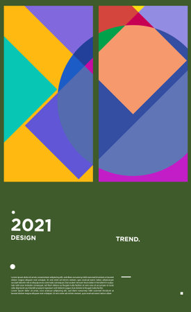 Conception de mise en page de fond géométrique coloré de vecteur nouvel an 2021