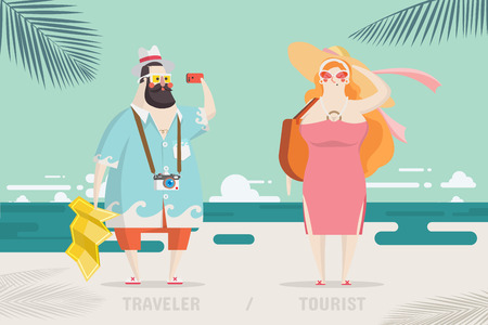 Traveller und Tourist Charakter Design Vektor-Illustration. Standard-Bild