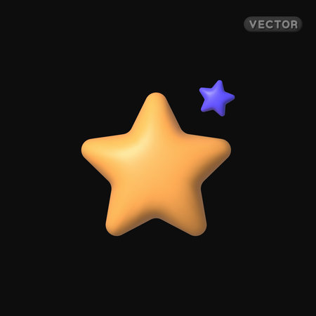 Realistic star 3d icon for game background design vector illustration