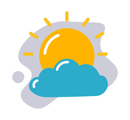 Weather forecast icon clouds and sunshine vector