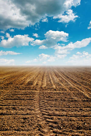 Plowed field or ploughland arable land in spring