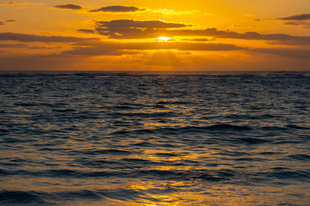 Superb sunrise on a pretty beach in punta cana in the dominican republic