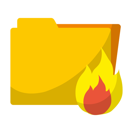 Folder file with caution hot fire vector illustration