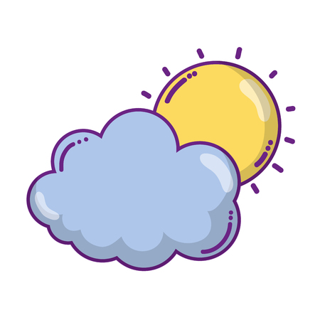 Nature sun weather and cloud in the sky vector illustration