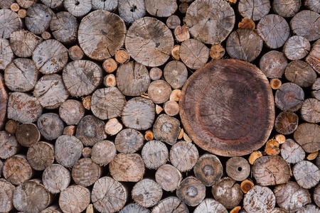 Dry chopped firewood logs stacked up on top of each other in a pile