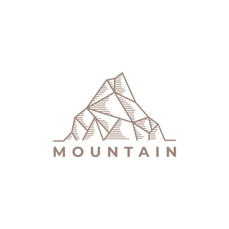 Mountain logo ontwerp template. creatieve stenen pictogram vector Stockfoto