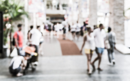 Abstract of blurred people walking in the shopping center Stock Photo