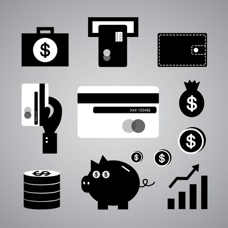 Finance and money symbol on gray background Stock Photo