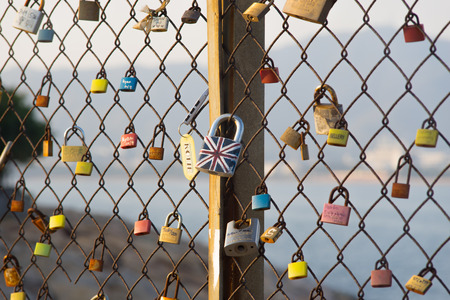 Bloqueo del amor, Hong Kong, China Foto de archivo