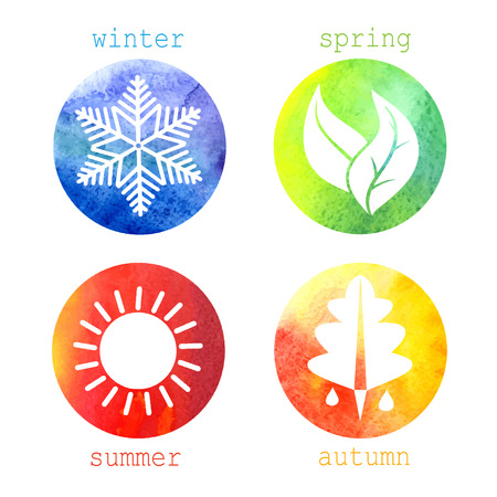 Bright vector illustration watercolor seasons Фото со стока