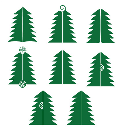 Set of different christmas trees