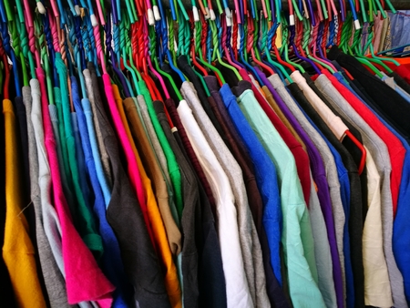 The secondhand clothes in the market