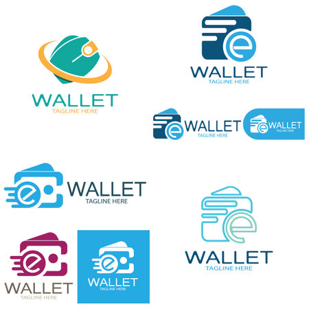 E wallet logo design illustration icon with a simple modern concept for electronic wallets digital money storage applications digital savings digital money transactions vector