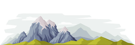Pico de montaña elevado y cumbre con ilustración de vector de lecho rocoso