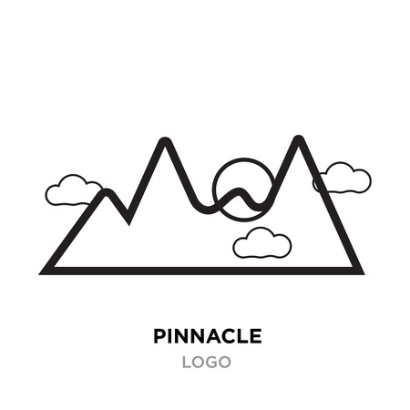 Un logo de pinacle pour entreprise, vecteur de contour de montagne isolé sur fond blanc