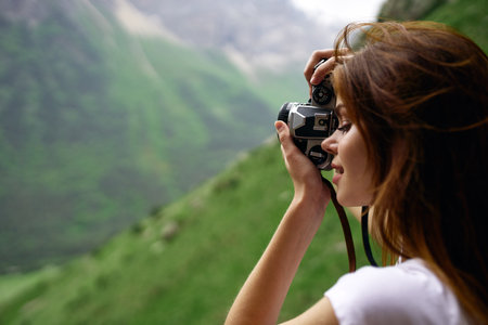 Woman photographer nature professionals landscape hobby lifestyle