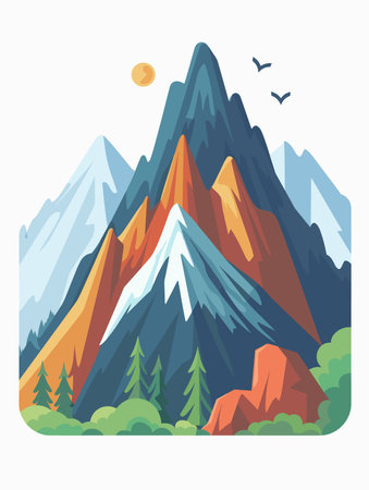 Mountain landscape vector illustration flat style design vector illustration