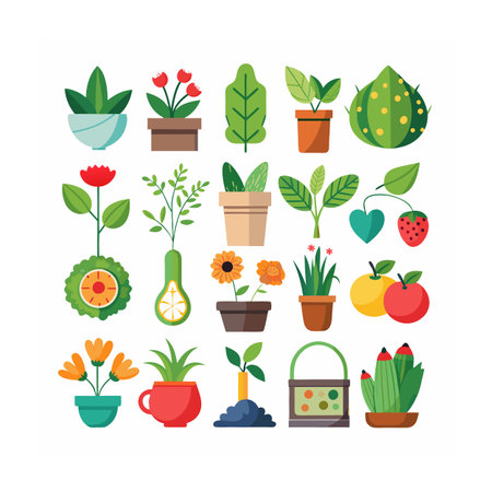 Realistic gardening and plants different icons set Фото со стока