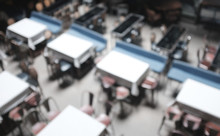 Blur empty tables in street cafe bar bistro restaurants toned photo image Stock fotó