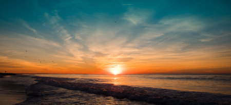 A beautiful shot of a beach at sunset in new york