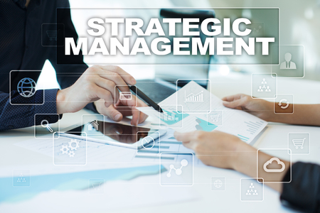 Strategic management on virtual screen business technology and internet concept