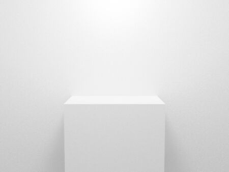 3d exhibition stand white blank empty podium isolated on gray background for presentation and exposition vector illustration for mock up store pedestal for display product interior stage design