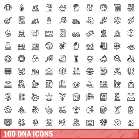 100 dna icons set outline illustration of 100 dna icons vector set isolated on white background Foto de archivo