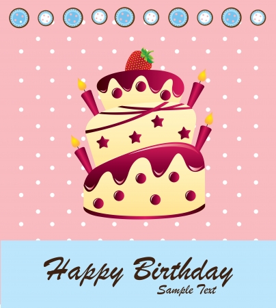 Happy birthday card over pink background vector illustration