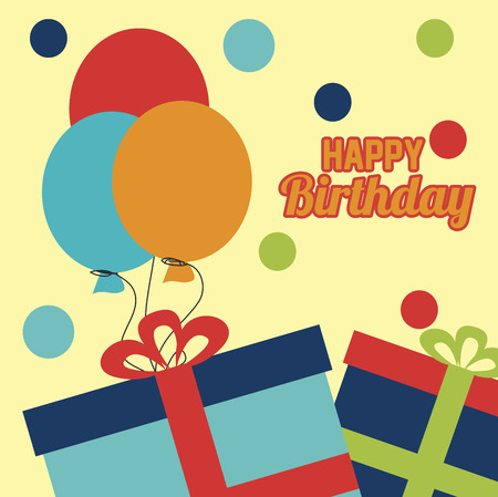 Happy birthday design over yellowish background vector illustration