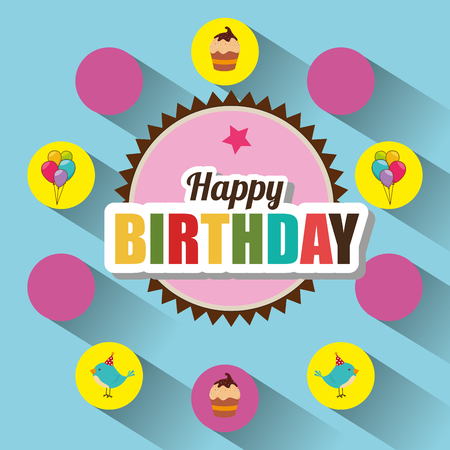 Happy birthday colorful card design vector illustration